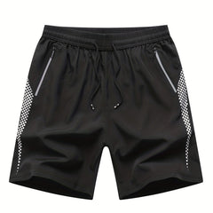 Men's Quick Dry Active Shorts Zipper Pockets Drawstring Waist