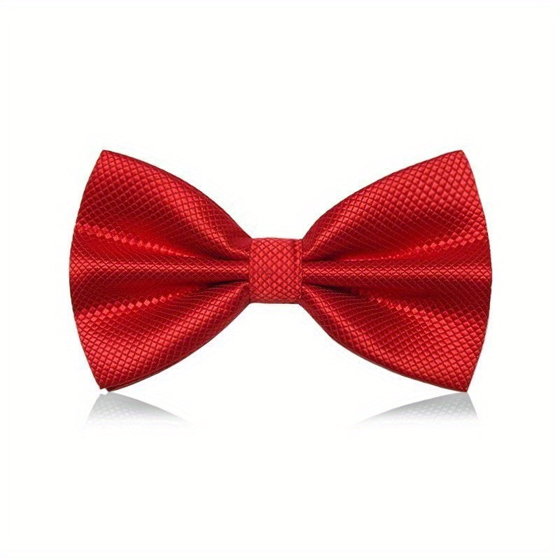 Men's Wine Red Plaid Business Wedding Bow Tie