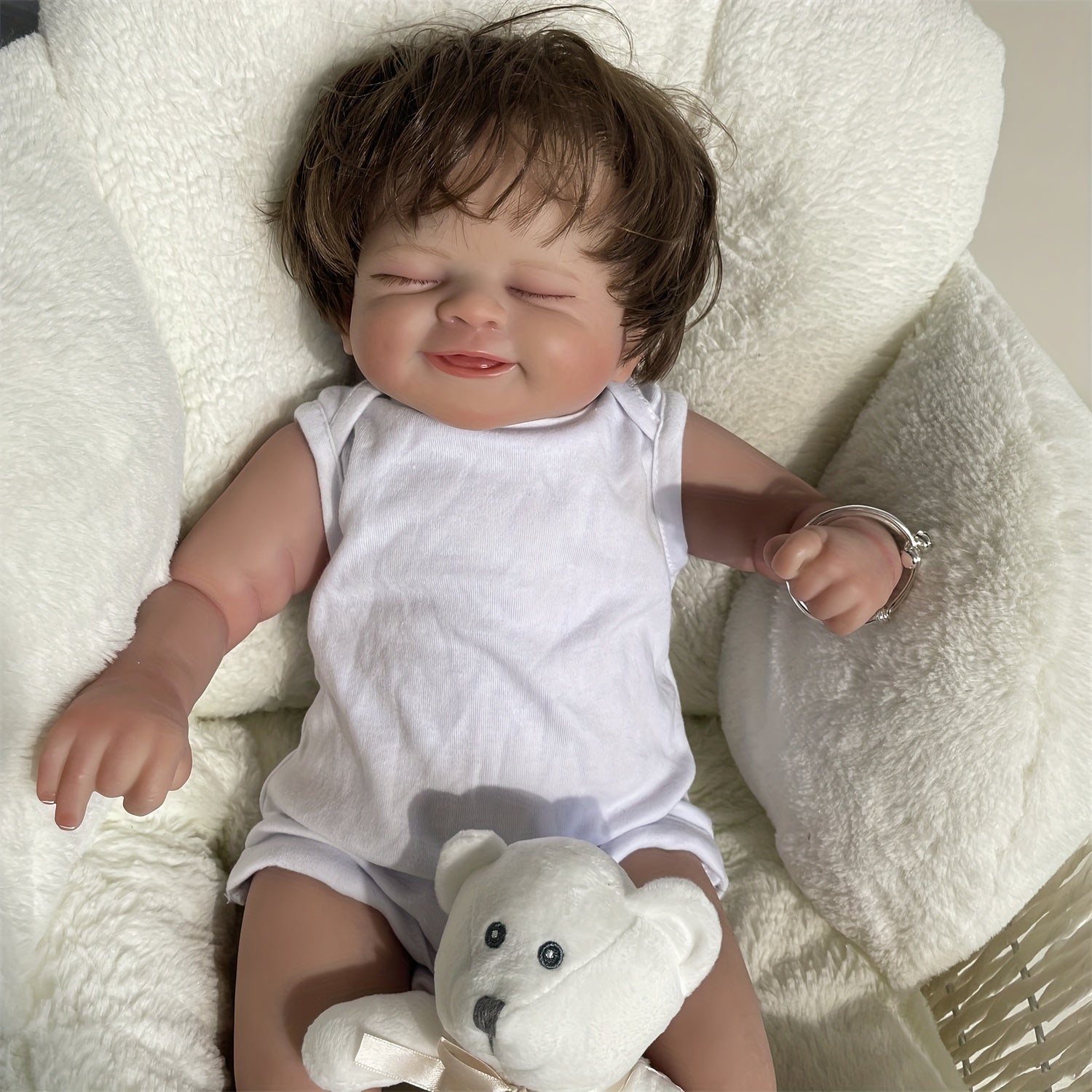 Realistic 19 Inch Reborn Doll Soft Cloth Body Implanted Hair Painted Veins