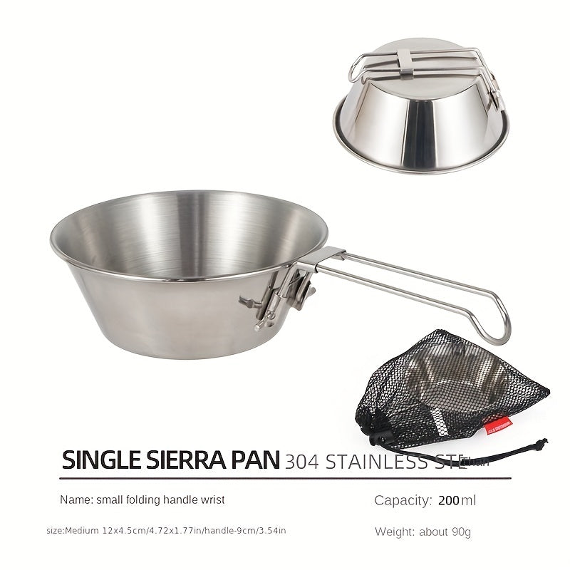 Stainless Steel Folding Bowl Picnic Rice Bowl Barbecue Cup
