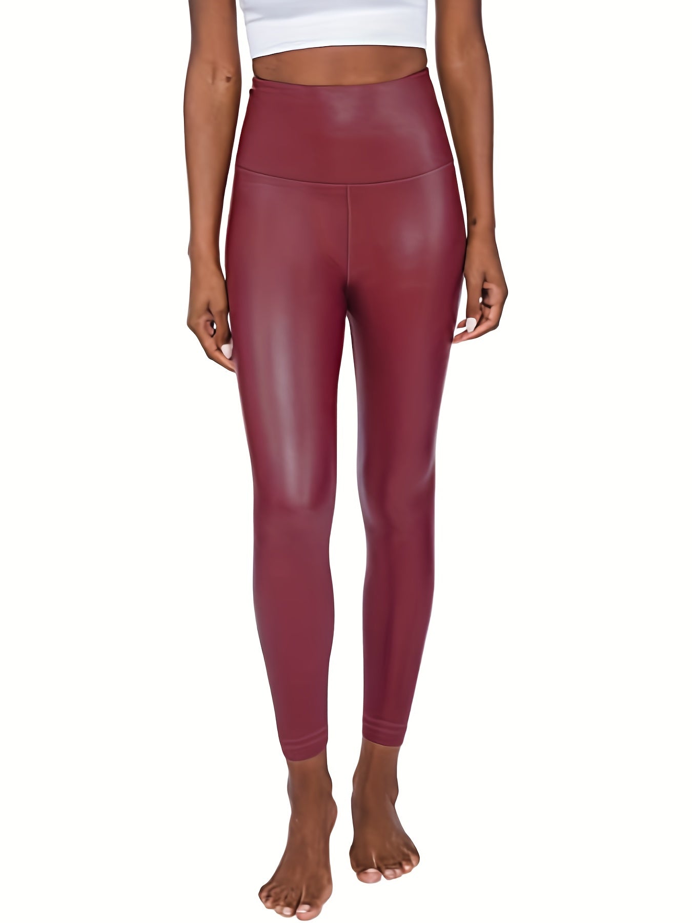 PU Leather High Waist Leggings Women's Clothing