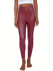PU Leather High Waist Leggings Women's Clothing