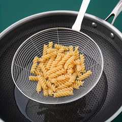 Stainless Steel Slotted Spoon with Wood Handle for Noodles and Frying