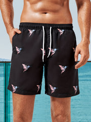 Geometric Bird Pattern Swim Trunk Men's Swimwear for Beach Pool