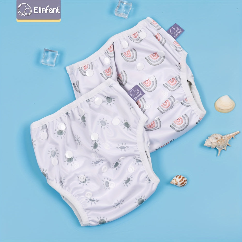 2pcs Rainbow Flower Set Swim Diaper Waterproof Adjustable Baby Swimming Diaper
