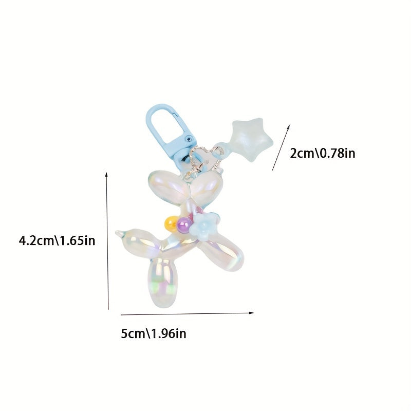 Plated Balloon Dog Key Chain Poodle Small Animal Wallet Schoolbag Pendant
