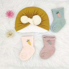3 Pairs Baby Boneless Socks & Twisted Cap Boys Girls
