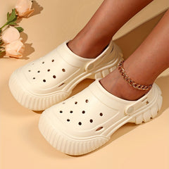 Women's Hollow Out Slip On Sandals Round Toe Solid Slides