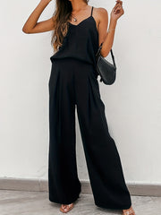 Casual Solid Cami Tops & Long Pants Suits Women's Clothing