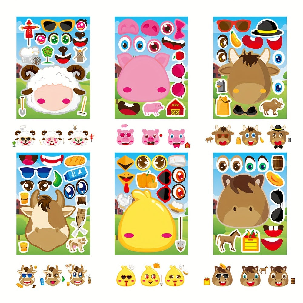 24pc Children's Farm Animal Stickers DIY Craft Party Game Supplies