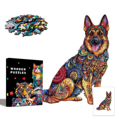 Artistic Painted Dog Wooden Puzzle Brain Teaser Gift Decorative Art