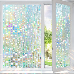 Privacy Window Film Stained Glass Rainbow Clings Sun Blocking Decor