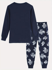 Boys Tractor Print Pajama Set Long Sleeve Top & Pants