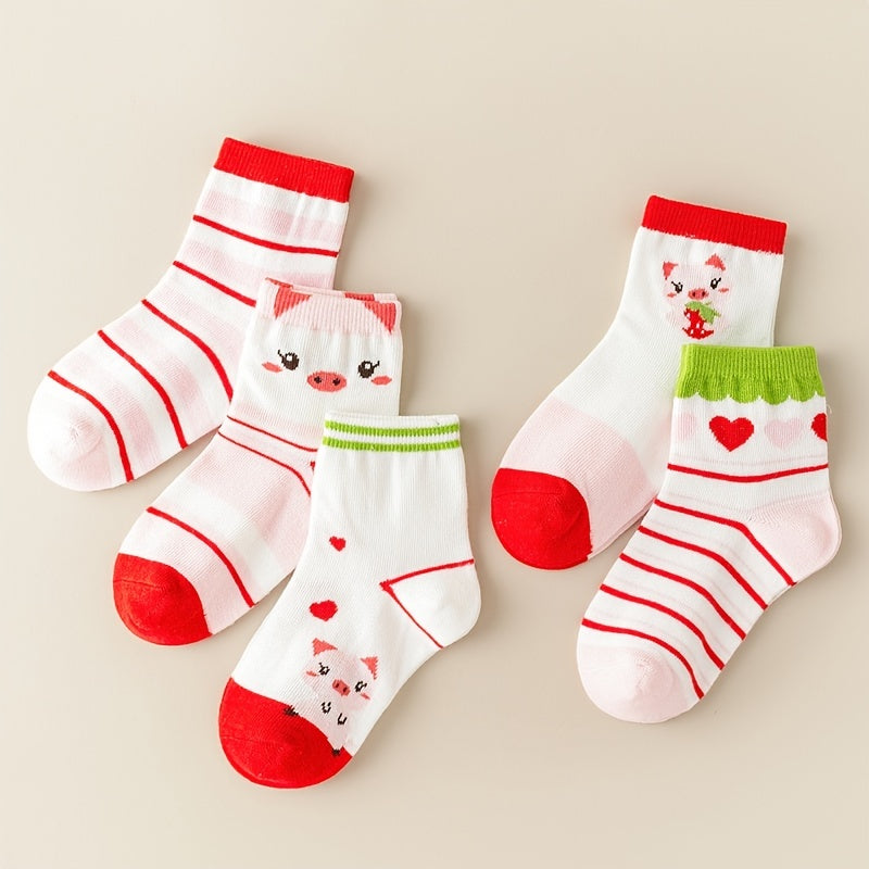 Girls Strawberry Pattern Sweet Socks for All Seasons