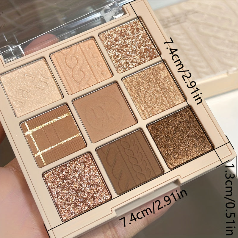 9-Color Mini Golden Eyeshadow Palette Brown Sparkle Coral Pearly Finish