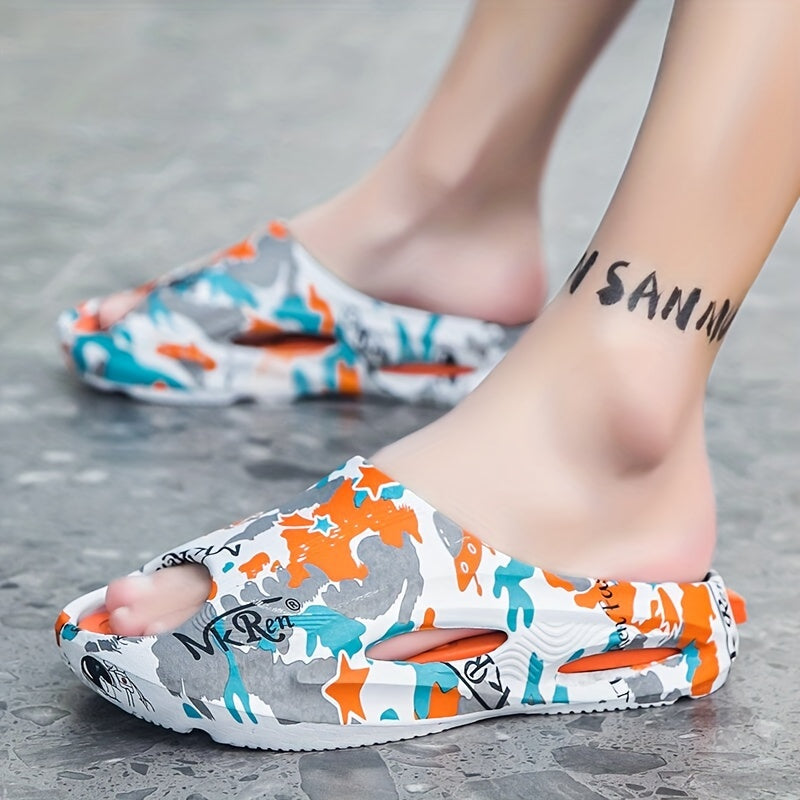 Men's Non Slip Open Toe Slides Lightweight Slippers