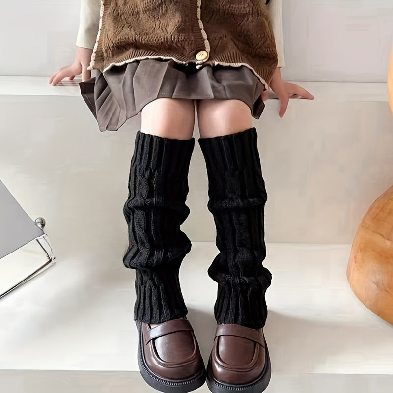 Girls Wool Twist Warm Socks Knitted Leg Warmers