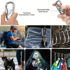 4pcs D Metal Hook Buckle Spring Carabiner Clip Outdoor Camping Storage Bag
