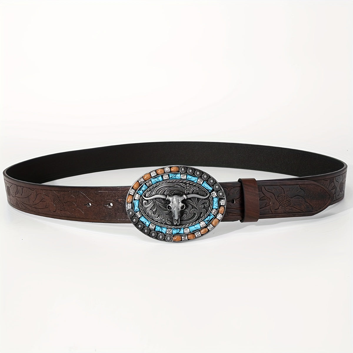 Vintage Western Cowboy Embossed Leather Belt