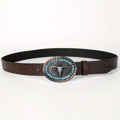 Vintage Western Cowboy Embossed Leather Belt