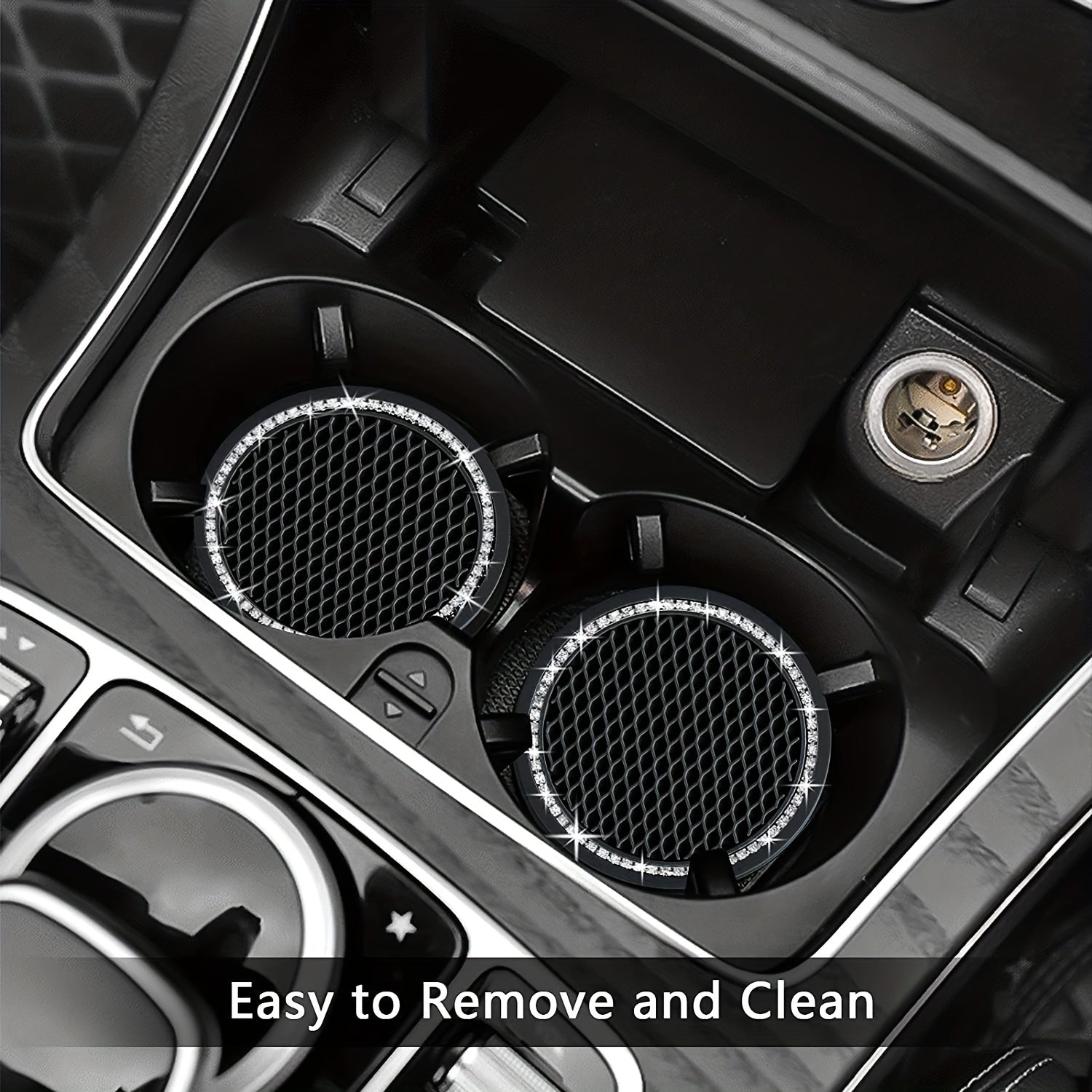2pcs Rhinestone Water Cup Coaster for Car Interior Non Slip Multifunctional Pad
