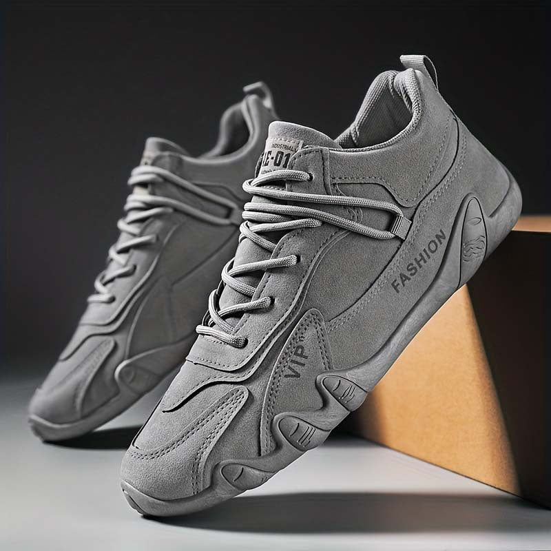 Men's Solid Lace up Walking Shoes Outdoor Sneakers