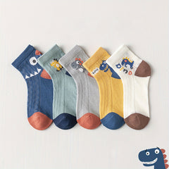 5 Pairs Kids Dino Socks, Breathable Mesh Boys Summer Socks