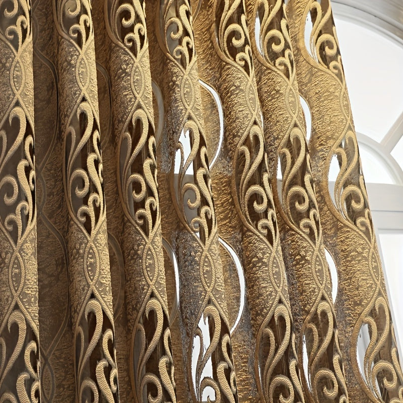 Vintage European Coffee Curtain Hollow Window Sunshade