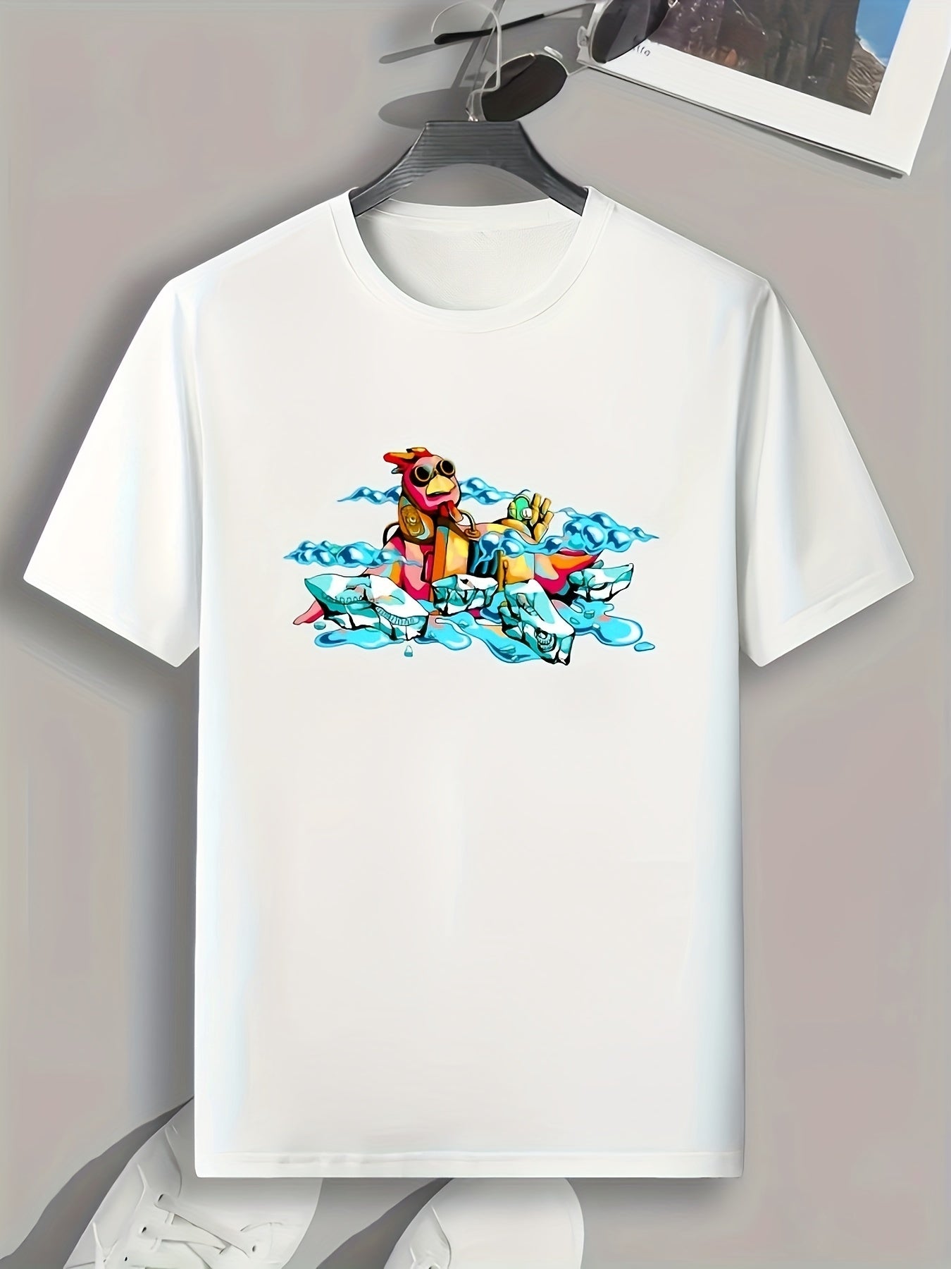Cartoon Print Men's Graphic T-shirt for Summer