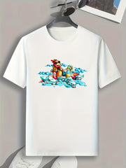 Cartoon Print Men's Graphic T-shirt for Summer