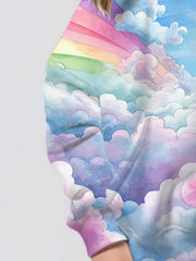 Casual Rainbow Heaven Hooded Pullover Girls Comfy Hoodies