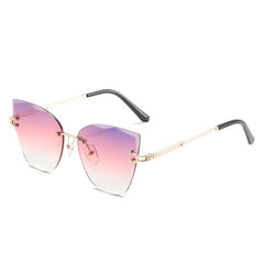 Oversized Cat Eye Sunglasses Metal Frame Stylish Women