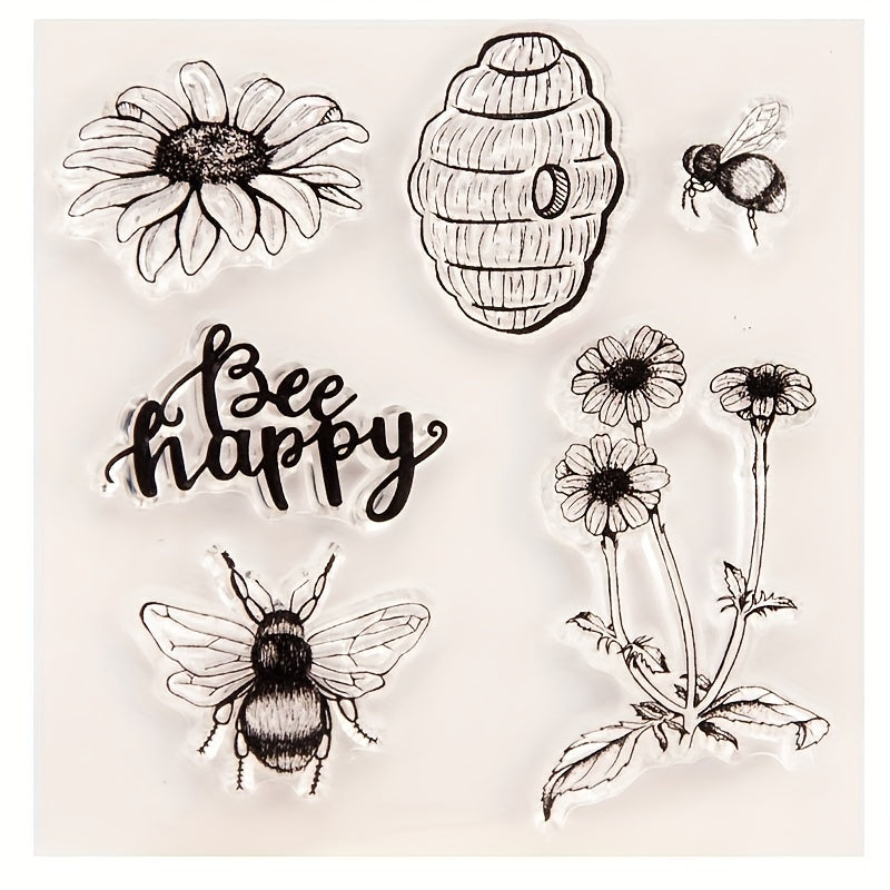 1pc Transparent Stamp DIY Hand Account Scrapbook Bee Happy Stamp