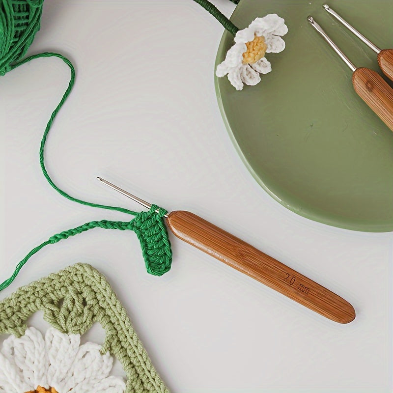 10pcs Carbonized Bamboo Handle Crochet Knitting Tools Set
