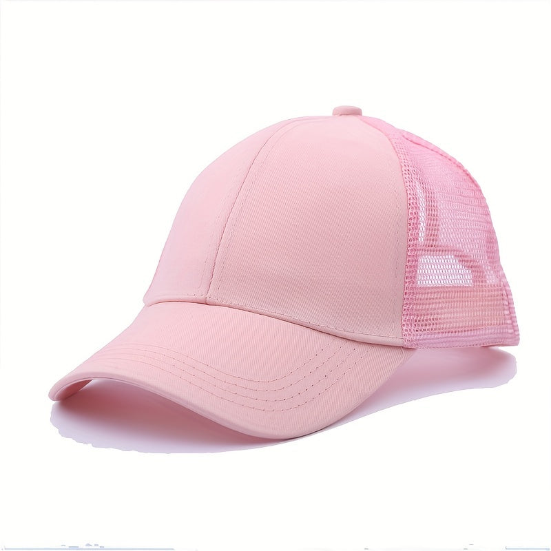 Mesh Breathable Trucker Hat Solid Ponytail Baseball Cap