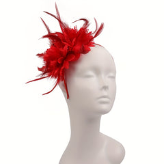 Faux Feather Flower Headband Fancy Tea Party Derby Cocktail Hat