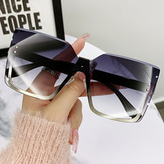 Vintage Oversized Square Sunglasses Women Rimless Shades Gradient Lens
