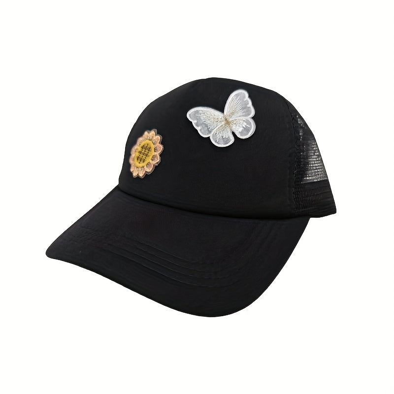 Butterfly Flower Patch Baseball Cap Adjustable Sun Hat