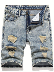 Men's Ripped Denim Shorts - Casual Street Style for Summer