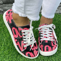 Red Letter Flat Shoes for Women Lightweight Breathable Casual Walking Shoes