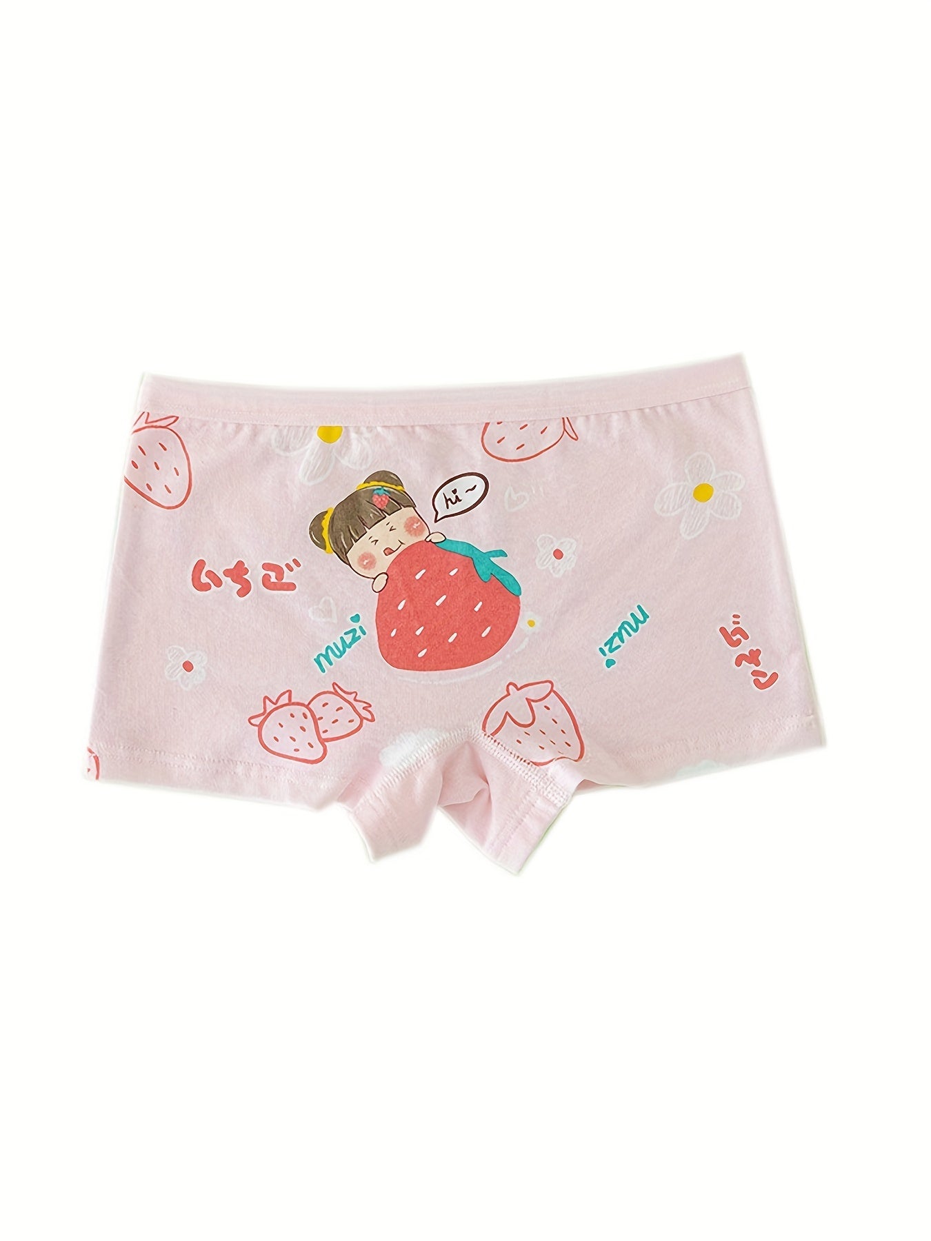 4pcs Girls Triangle Panties Cartoon Girl Print Elastic Waist Underwear