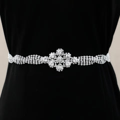 Crystal Rhinestone Bridal Belt with Organza Ribbon