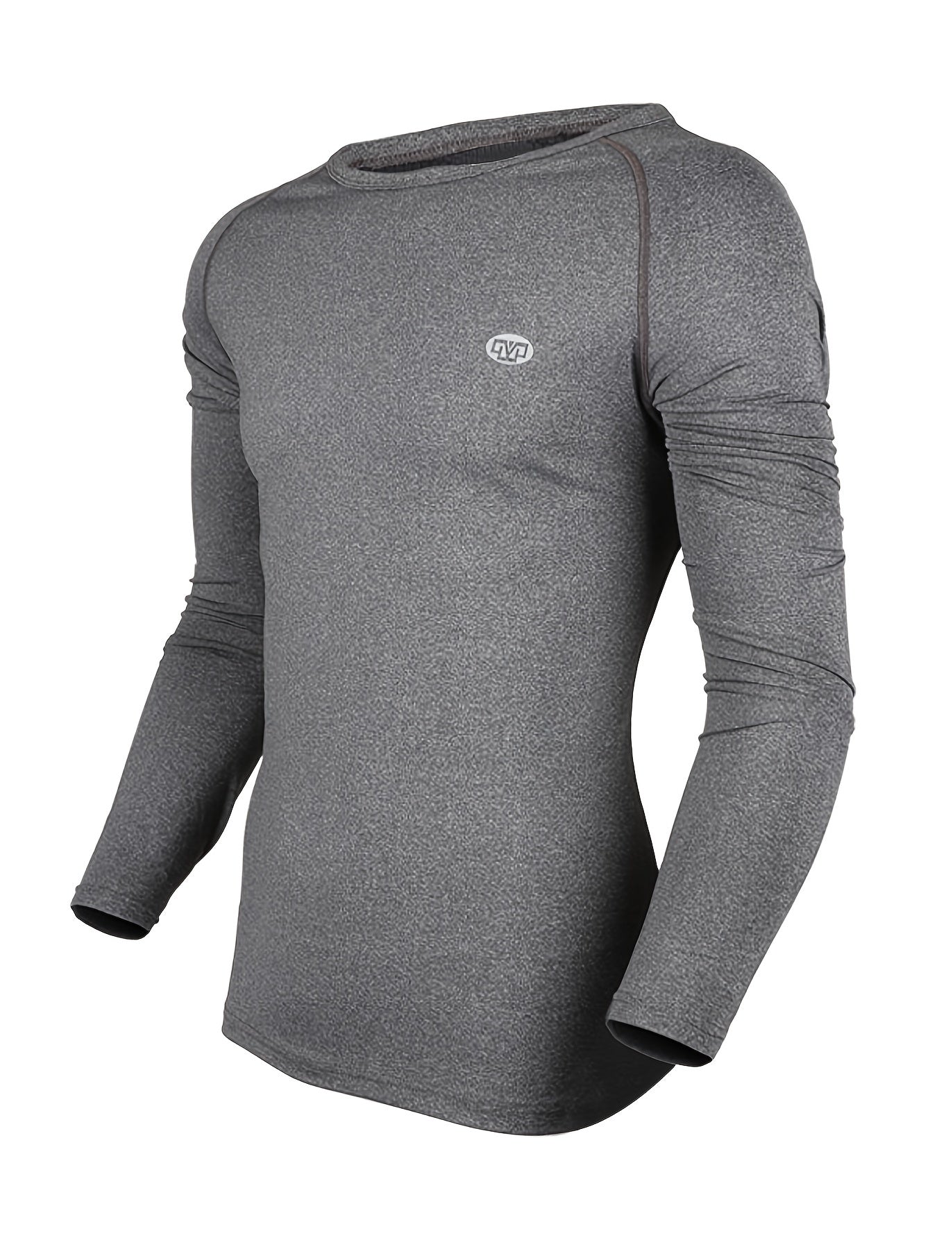 Men's Thermal Compression Sports Shirt Long Sleeve Crew Neck Baseball Base Layer