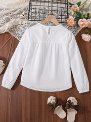 Girls Shirt Lace Trims Long Sleeve Blouse Tops Kids Clothings Gift Idea