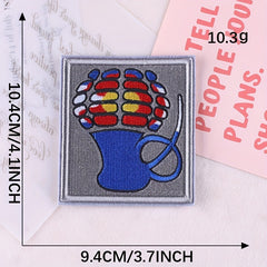 2pcs Embroidered Square Frame Vase Patches Ironing Cloth Stickers For Girls
