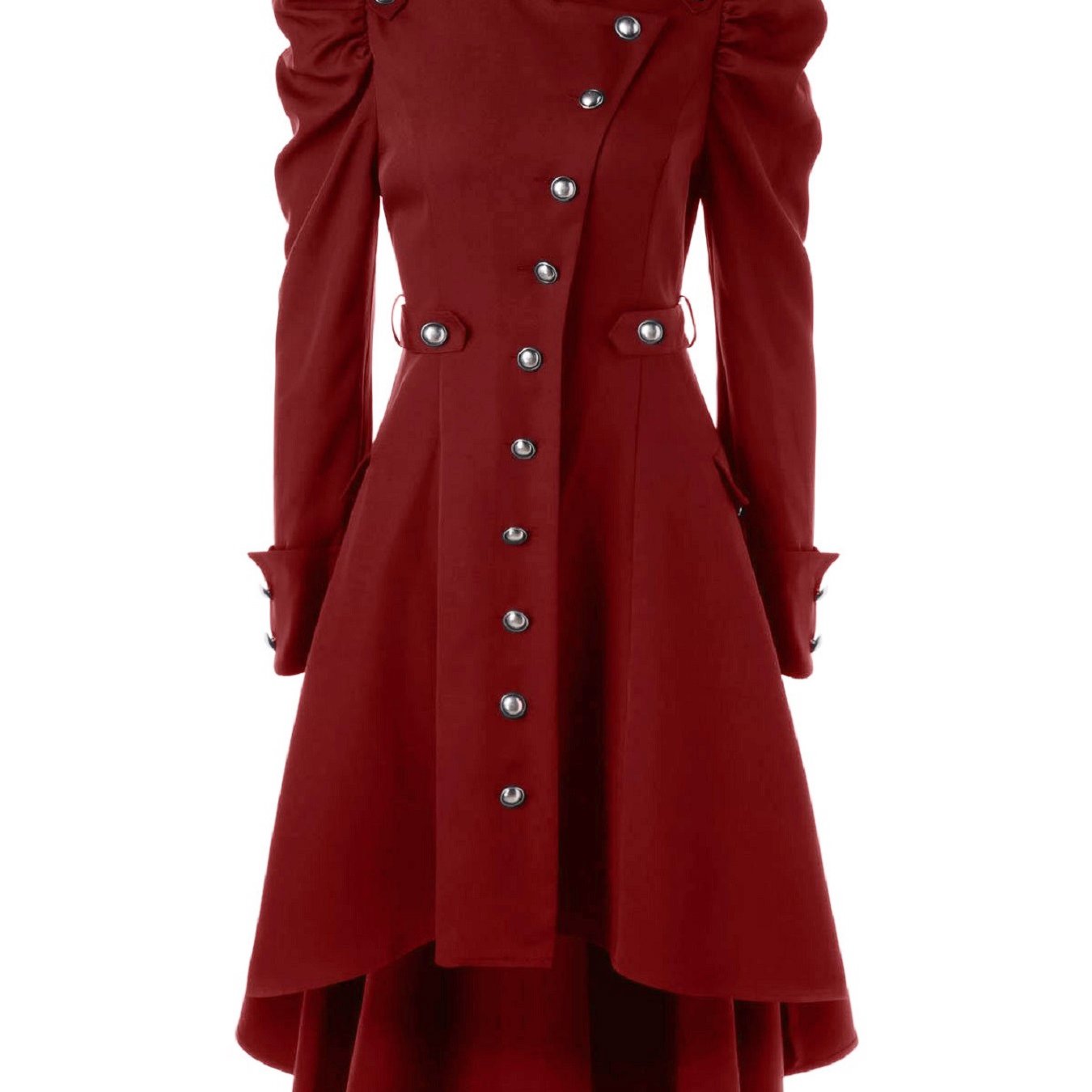 Double Breasted Belted Pea Coat Spring Mid Long Lapel Outerwear