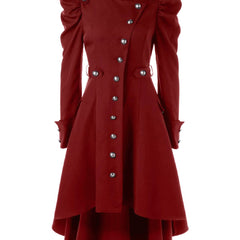 Double Breasted Belted Pea Coat Spring Mid Long Lapel Outerwear