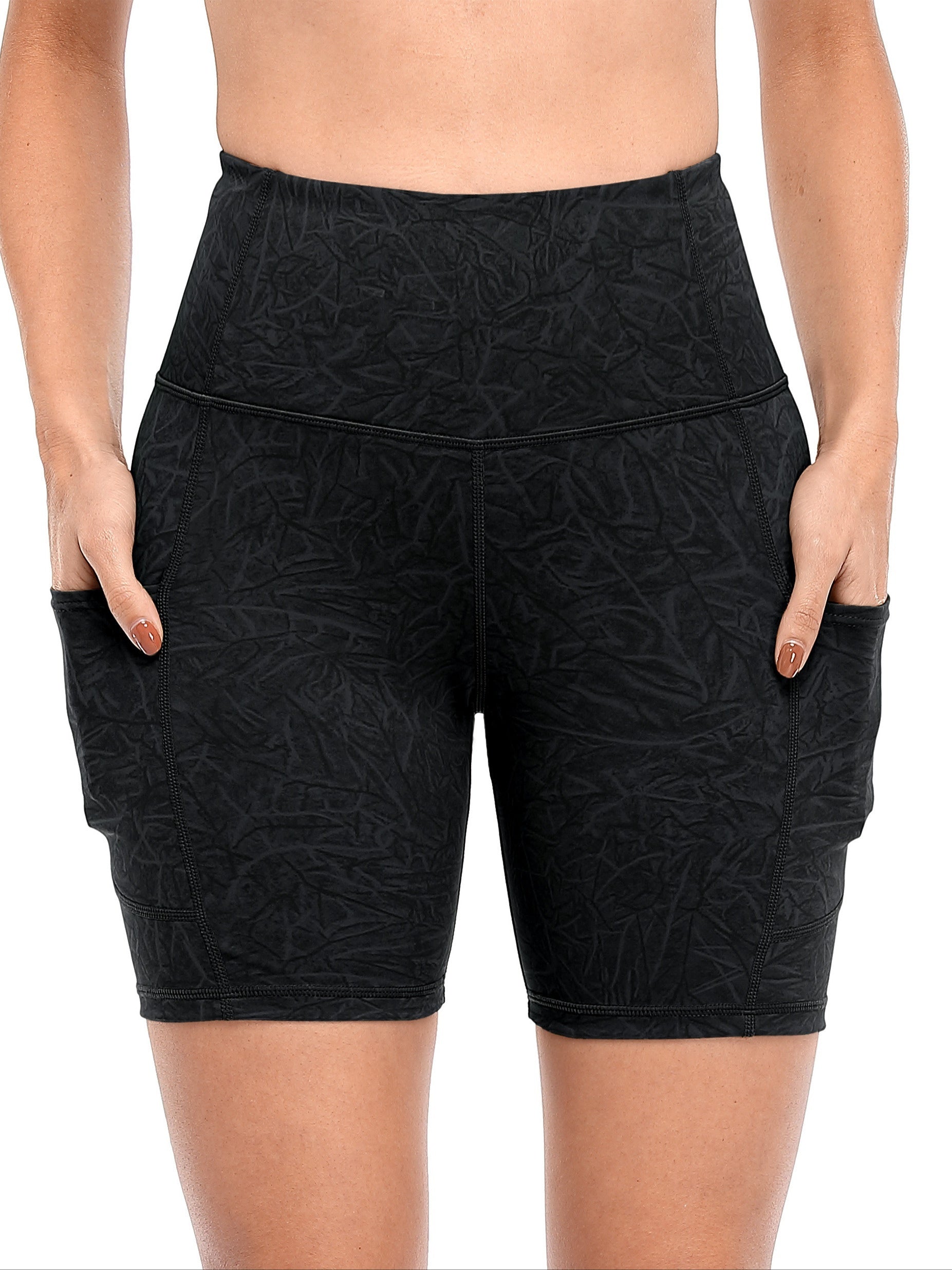 High Waist Yoga Shorts with Pocket High-Stretch Running Fitness Cycling Sports