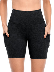 High Waist Yoga Shorts with Pocket High-Stretch Running Fitness Cycling Sports