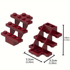 9pcs Building Block Set 4x4x3 House Staircase & Characters Mixed Colors ABS Toys